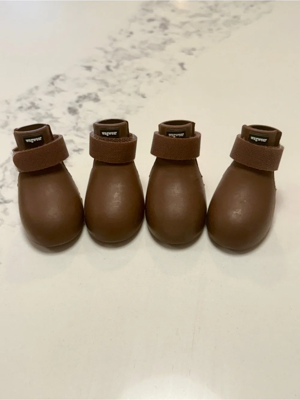 Wagwear Wagwellies Brown Waterproof Dog Boots with Adjustable Straps size XS